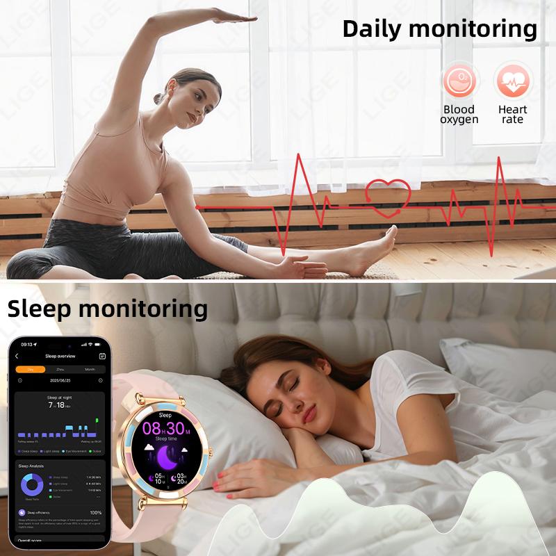 Fashion Smart Watch for Ladies Bluetooth Call DIY Custom Dial Heart Rate Sport Bracelet Waterproof Female Smartwatch Women