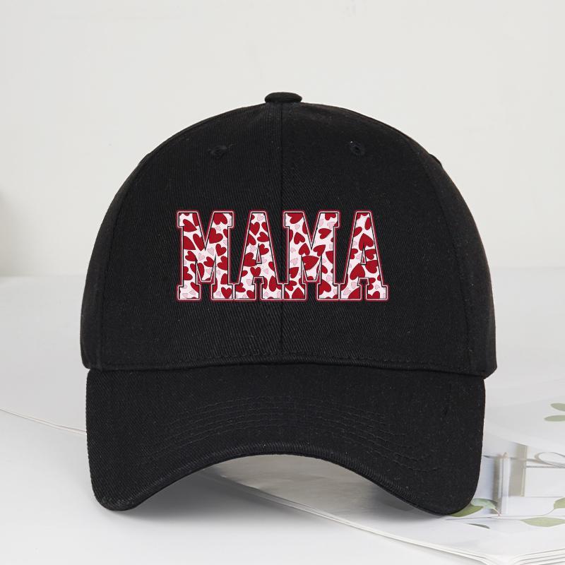 MAMA Heart Print Baseball Cap WoUnisex Vintage Washed Cotton Adjustable Dad Hat Mothers Day Casual Sun Hat
