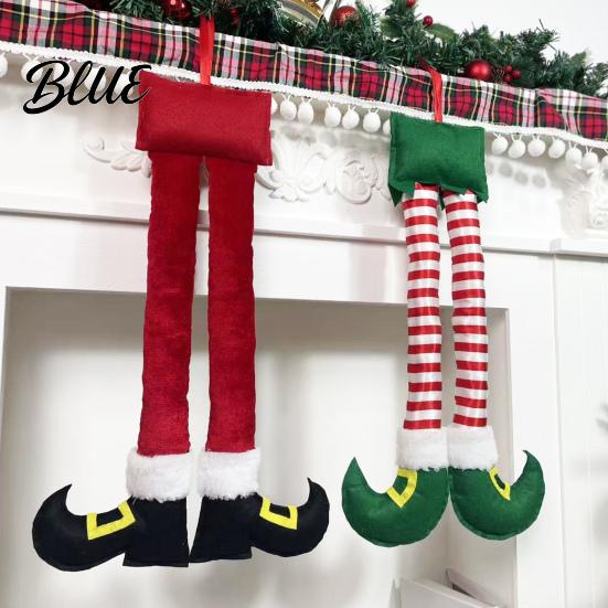 Christmas Ornament for Women Elf Legs Santa Legs Hanging Ornaments Plush Stuffed Xmas Car Pendant Decorative Fun Holiday Decor Mirror Door Handle,