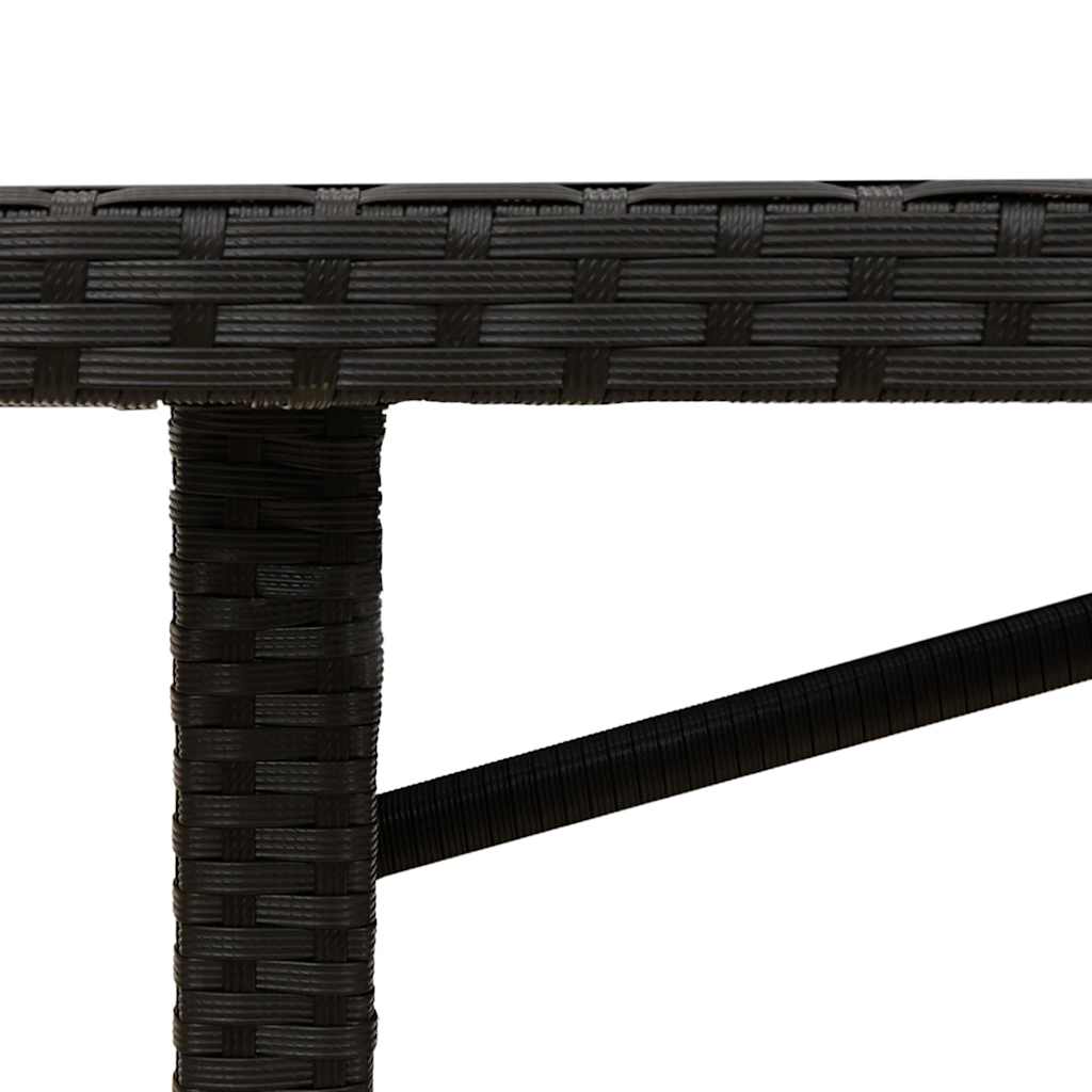 Garden Table with Glass Top Black 190x80x74 Cm Poly Rattan