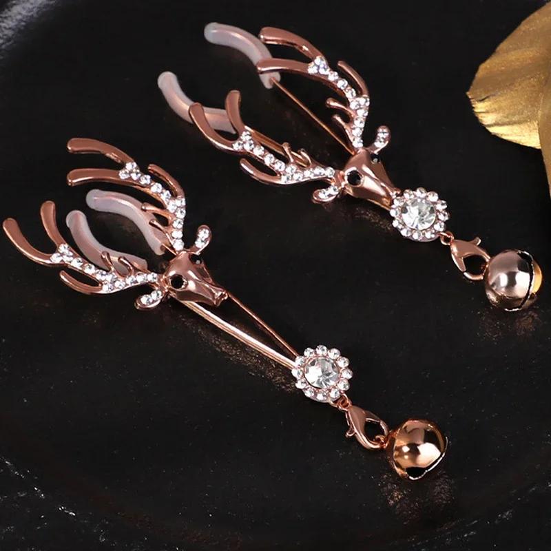 Rose Gold Metal Adjustable Nipple Clamps With Bell Woman Nipple Clips Breast Bondage Restraint Slave Fetish Female Flirt Sex Toy