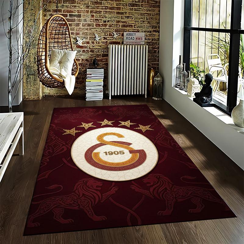 """Roter Teppich mit Löwensymbolen, Schriftzug von 1905, Sternendesign Teppich" Geeignet für den Einsatz als Antirutschmatte für Wohnzimmer, Schlafzimmer, Sofas"""