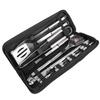 20pcs BBQ Grill Set Professional Stainless Steel Tongs Spatula Fork Brush Barbecue Tool Set for