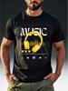 Men'S Trendy Music T-Shirt Featuring a Striking 'MUSIC' Print with Yellow Headphones On The Playback Interface