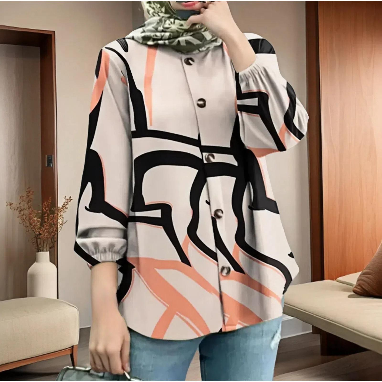 

GMXIA Большие размеры Женская свободная модная рубашка с длинным рукавом и принтом в виде пузыря XXXXL