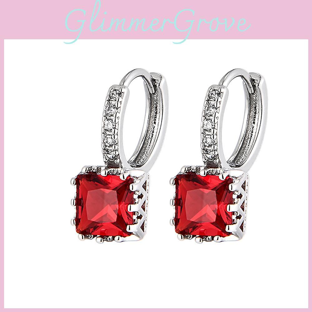 Square Stylish Zircon Alloy Earrings For Women Geometric Summer 2022 Jewelry Unique