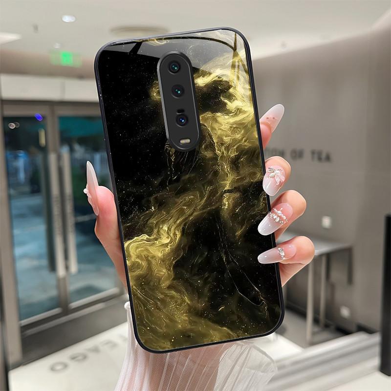 Cute Cartoon Cats Flower Case For Xiaomi Mi 9T Redmi K20 Pro Poco F2 Tempered Glass Phone Case Protective Back Cover Hard Shell