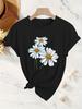 Daisy Floral Print Black T-shirt
