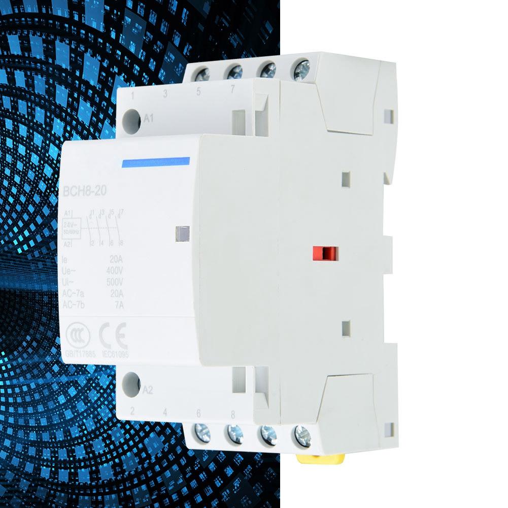 4P 4NO 20A Household AC Contactor DIN Rail Mount (24V)