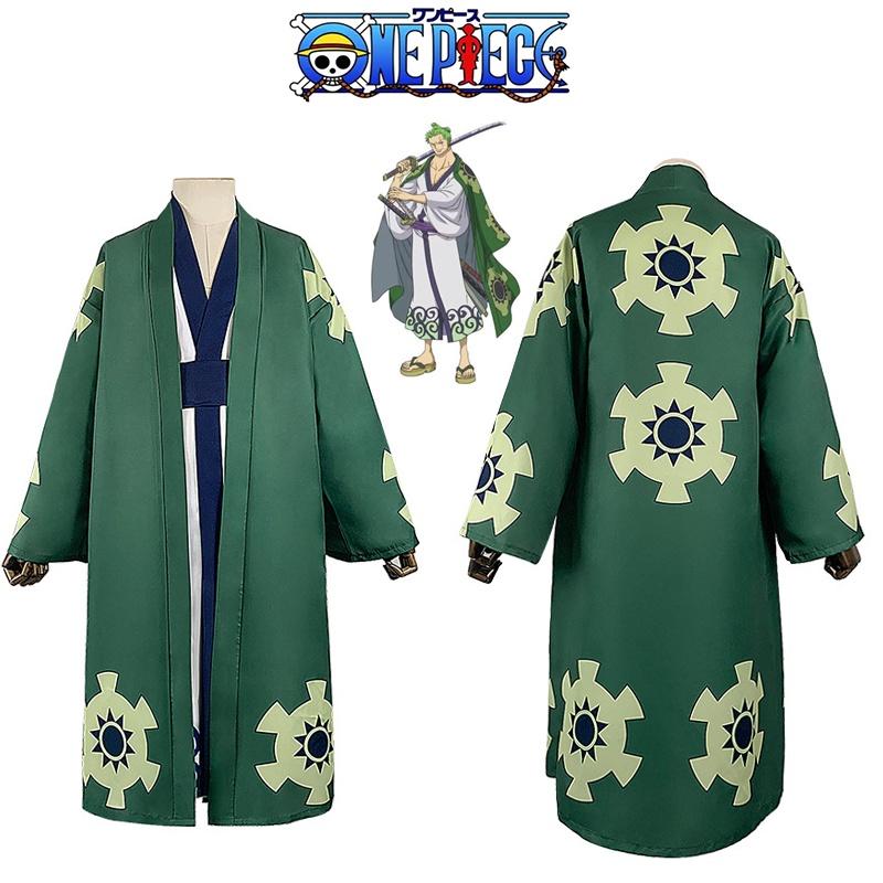 Roronoa One Piece Zoro Cosplay Costume Kimono Robe Full Suit Halloween Play Role