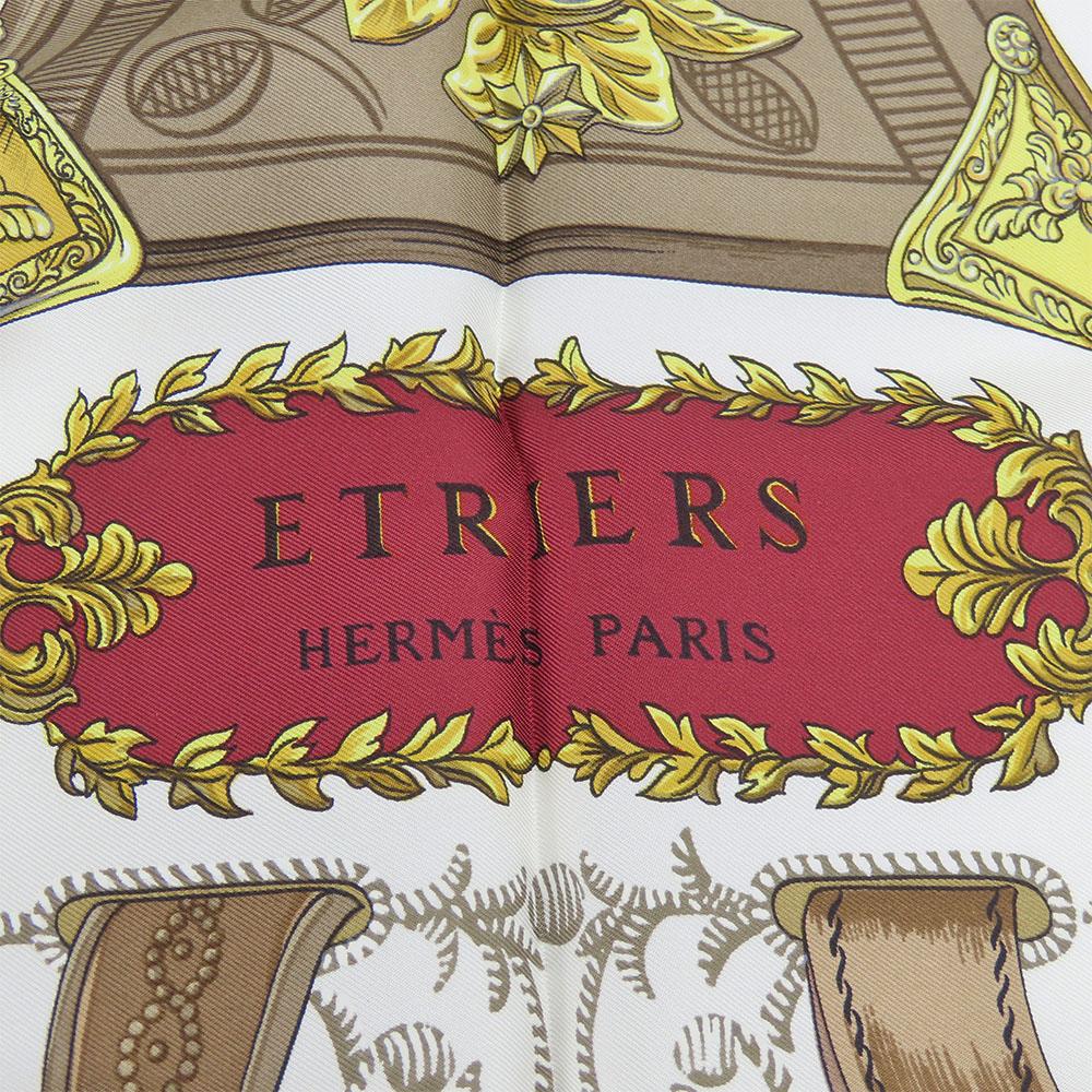 Gebrauchter HERMES Schal Calle 90 Seide Rot Weiß Modisch