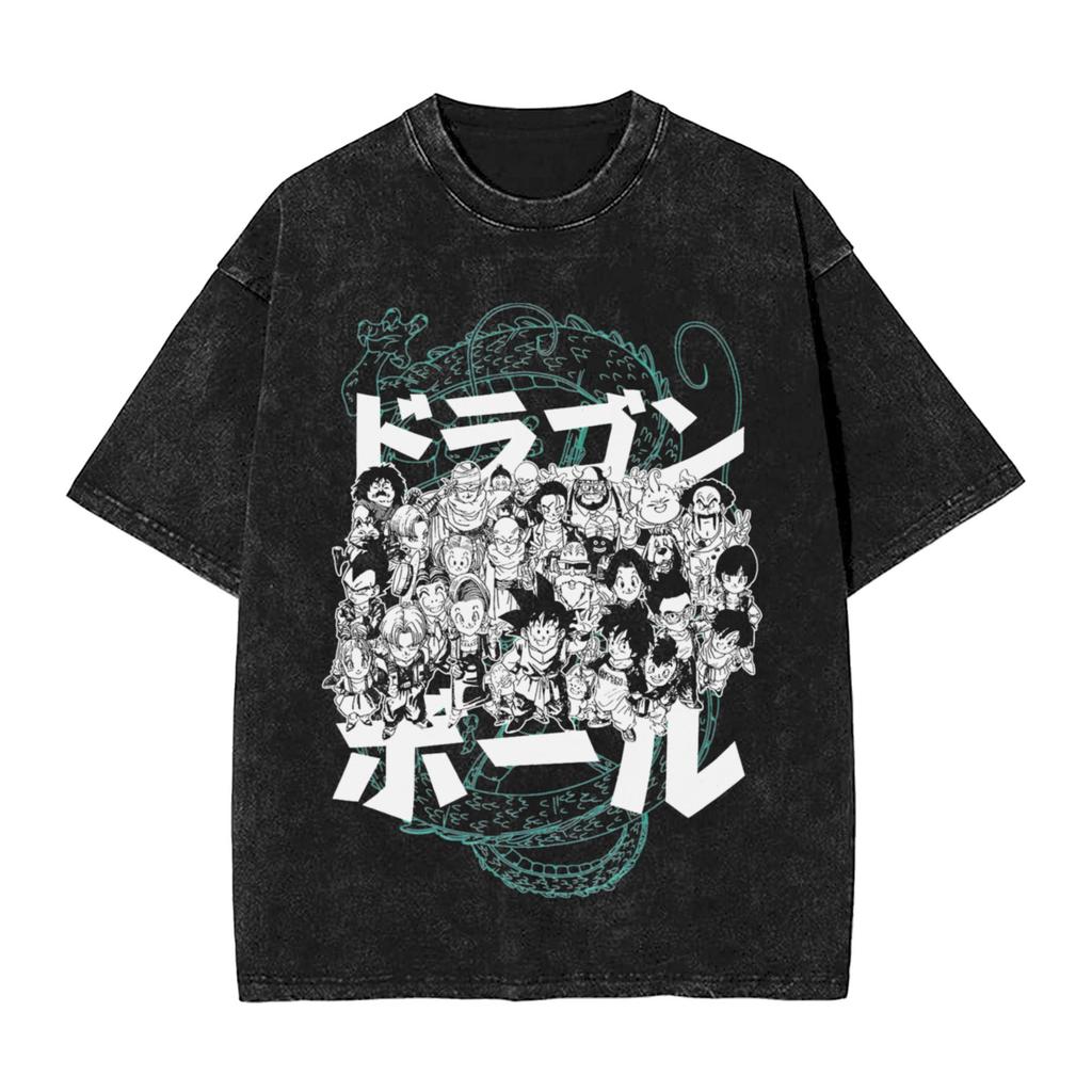 New Anime Dragon Ball Z Printed Tshirt Mens and Womens Washed Tshirt High Quality Vintage Cotton Tshirt Harajuku Tops