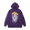 Unisex Übergroßes Kapuzenpullover-Set Mit Spinnennetz-Folienaufdruck Warm Fleecegefüttert Lockerer Schnitt Streetwear Herren Damen