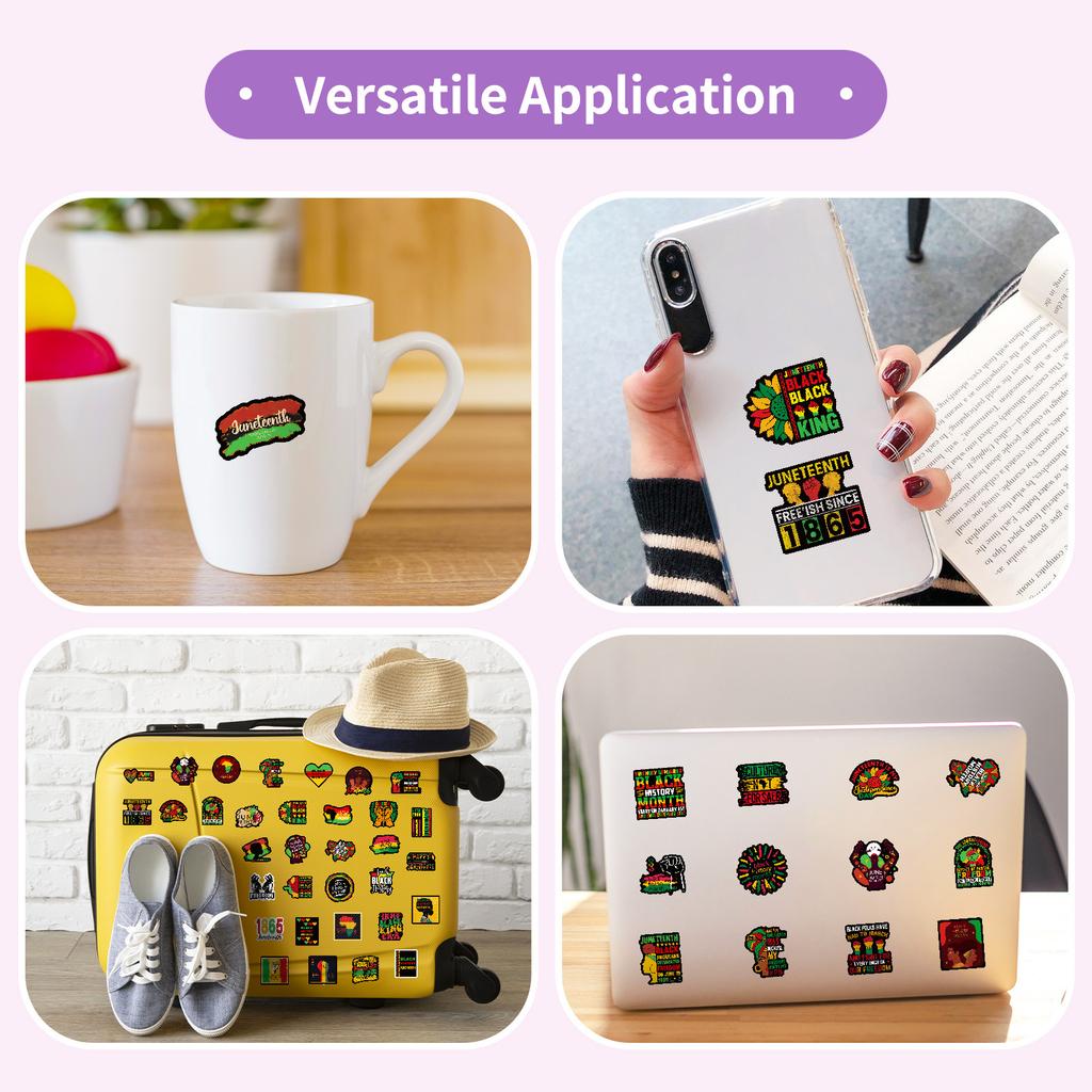 50PCS Juneteenth Black History Stickers, American Independence Day Decals for Phone, Laptop & Luggage