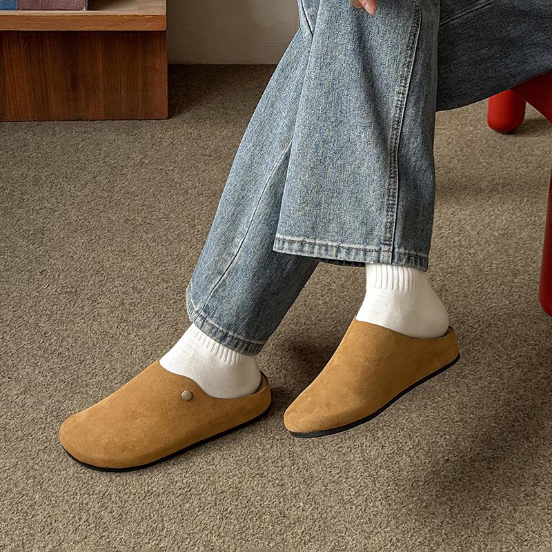 Boken bag head half slippers men's new outer wear retro fashion versatile thick bottom 85167 yellow-J