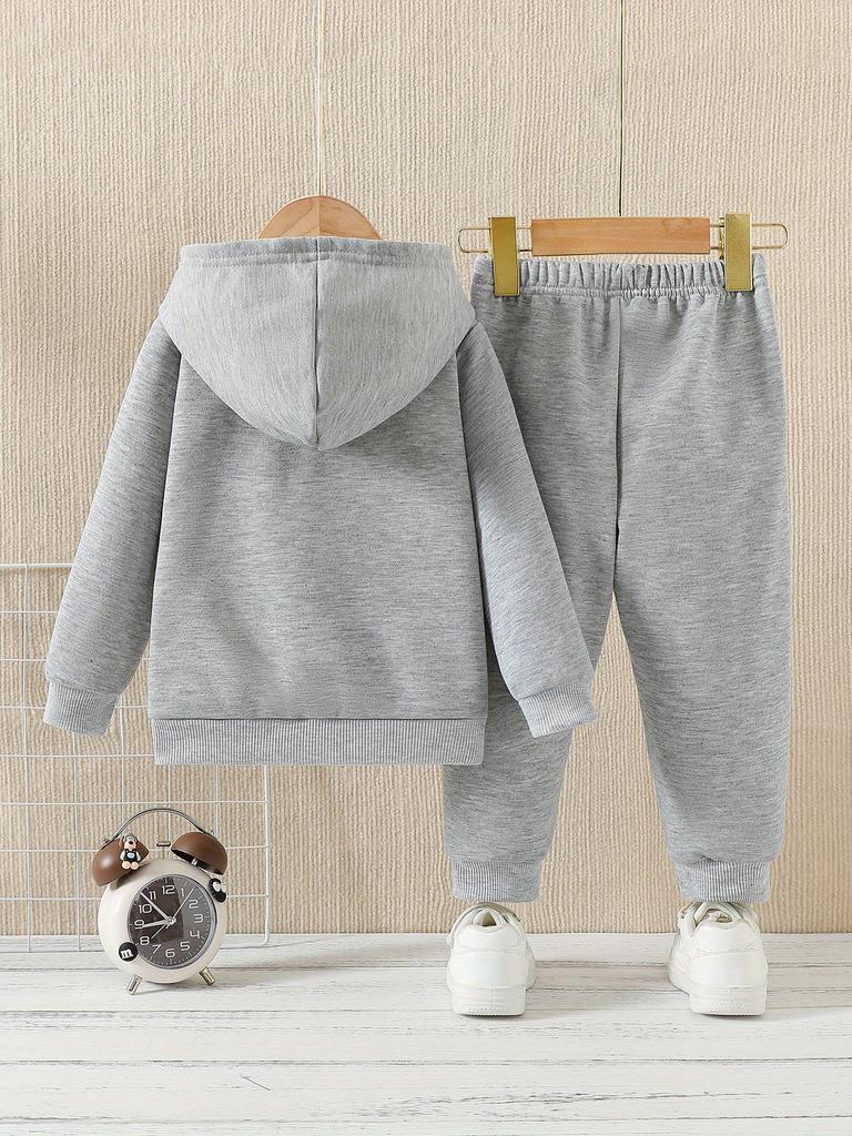 2pcs fun quirky printed boy casual suit, spring long-sleeved fashion hooded sweatshirt and comfortable sports fashion sports trousers