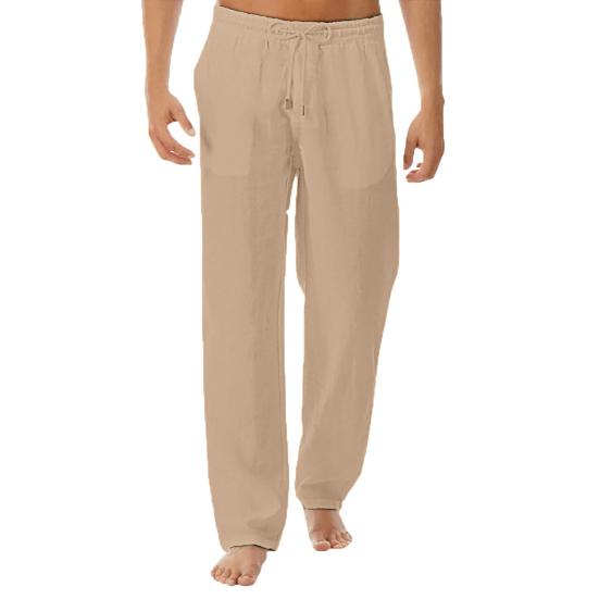 Jógové kalhoty se stahovací šňůrkou se středním pasem pánské jednobarevné kalhoty se širokými nohavicemi pro sport