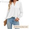 Blusas y Camisas Casuales de Moda para Mujer JPNTKY de Manga Larga con Cuello en V
