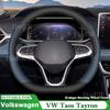 Pro VW Volkswagen Taos Tayron Typ D Kožený Volant Ultratenký Protiskluzový Prodyšný Kryt Volantu do Auta Interiérové Doplňky