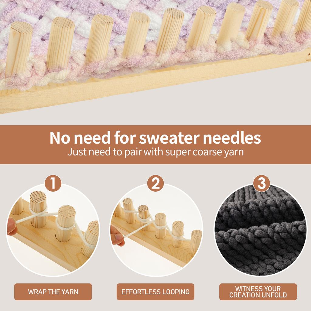 Knitting Carpet Frame 46inch Chunky Yarn Blanket Loom Adjustable Length Knitting Blanket Machine DIY Handicrafts Weaving Tool
