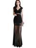 Cabaret Mini Club Party Deep Tight Mini CA6 Coco Women's Dress, Dress, Dress, Dress, Flared, Long, See-Through, V-Neck, Sleeveless, Sheer,