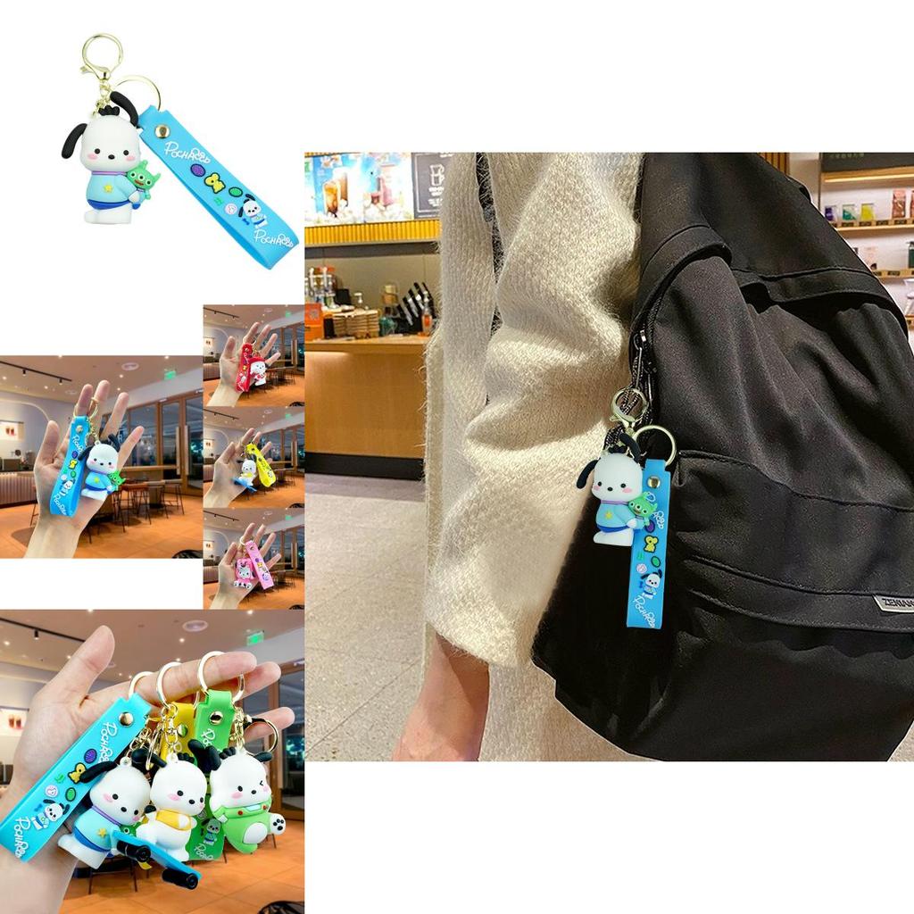 Cute Pochacco Car Hanging Ornament Colorful Rubber Cartoon Keychain Couple Bag Decoration