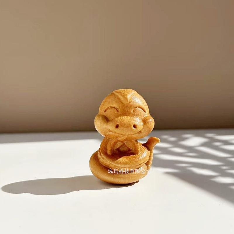 Miniatur Holz Tierkreiszeichen Schlange Figuren Niedliche Tier Schlüsselanhänger Anhänger Büro Schreibtisch Zuhause Dekor Geburtstag Geschenk Kinder Event Souvenir