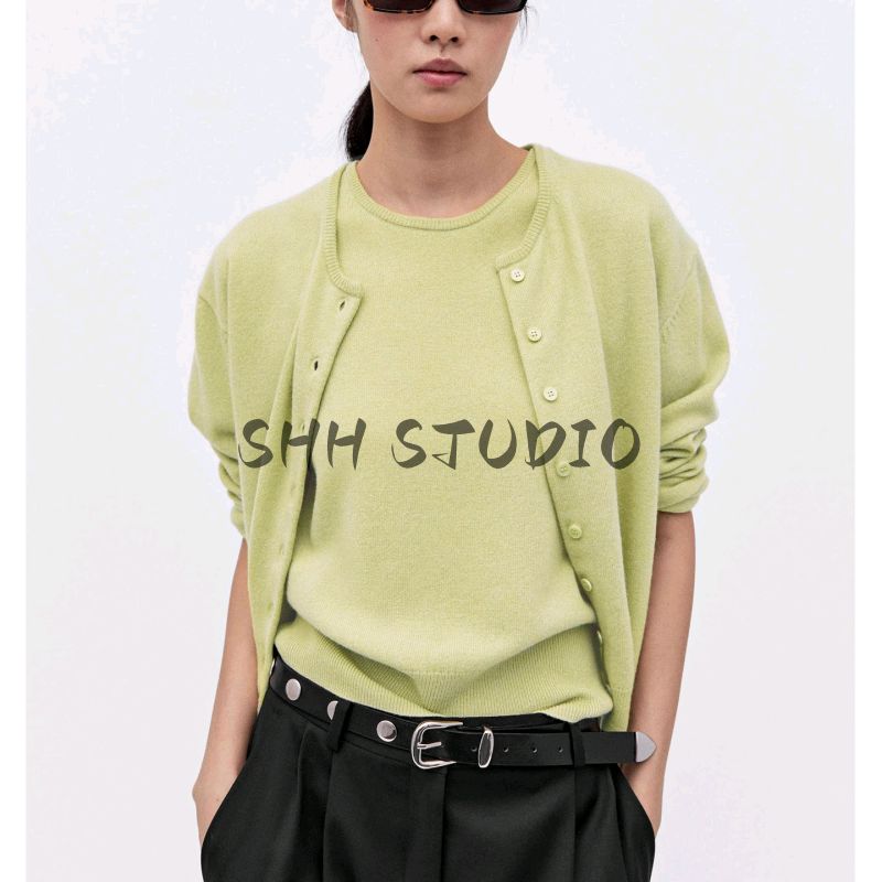MD Autumn New Women Clothes French Style Idle Style Single-Breasted Stacked Fleece Blended Knitting Cardigan 5770593