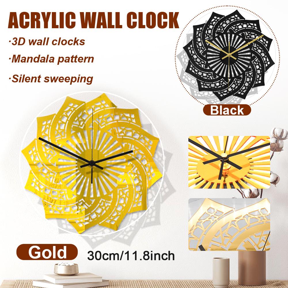 Ramadan 3D Acrylic Mirror Sticker Wall Clock Muslim Islamic Script Design Clock Silent Watch Living Room Bedroom Home Decoration