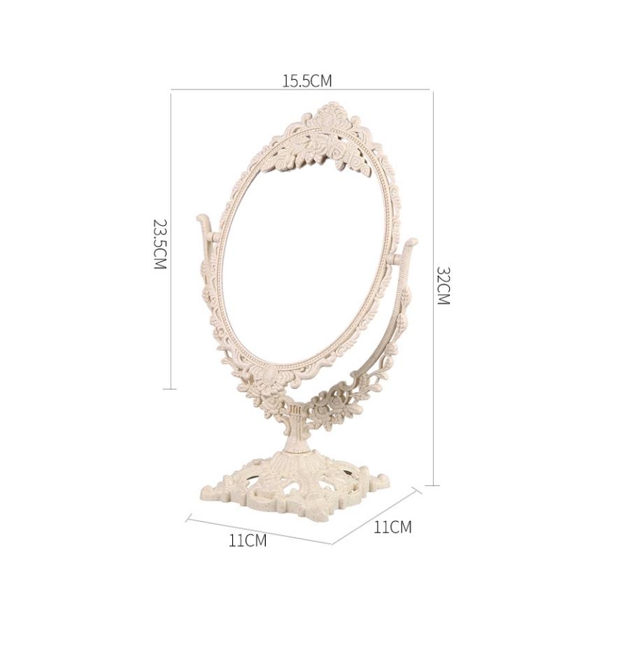 Miroir de maquillage de bureau à domicile, miroir de maquillage de style palais rétro, miroir de table rotatif pour dortoir étudiant
