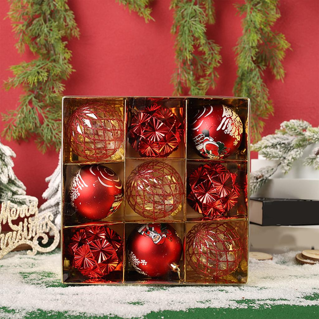 9 Pcs 8 Cm Christmas Ball Ornaments For Holiday Wedding Party Tree Decorations,gold/red/sliver/rose Sliver