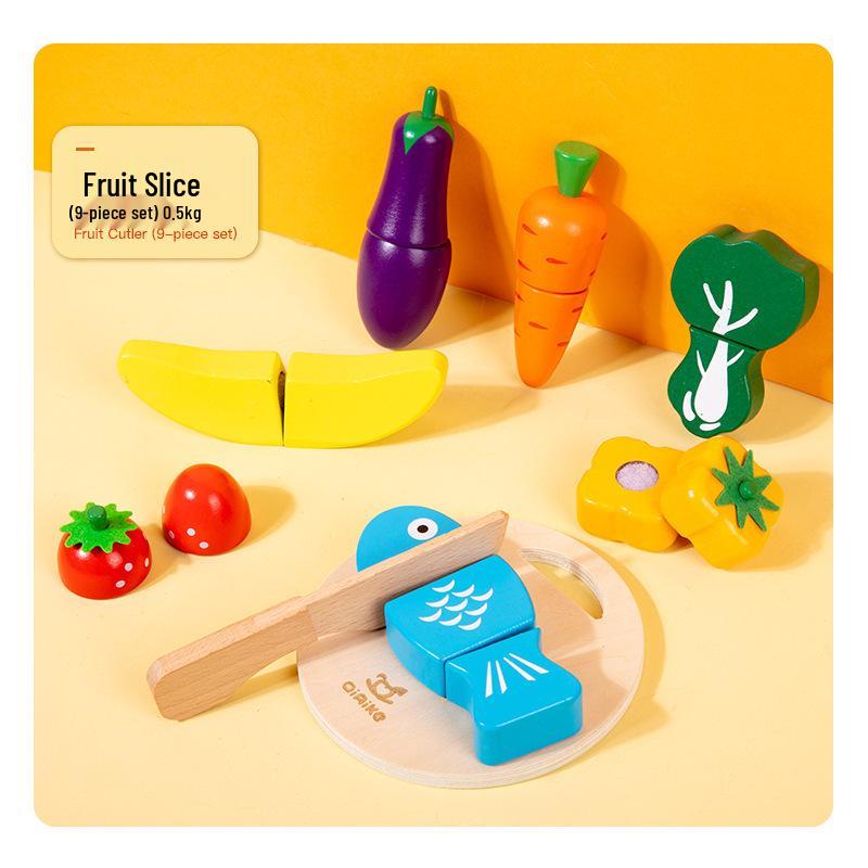Wooden Magnetic Fruit & Vegetable Cutting Play Set for Kids - Early Education Pretend Toy, Birthday Gift for Girls.
