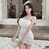 Low-cut Semi-sheer Fur Patchwork Spaghetti Strap Bodycon Dress, 2026 Niche Style