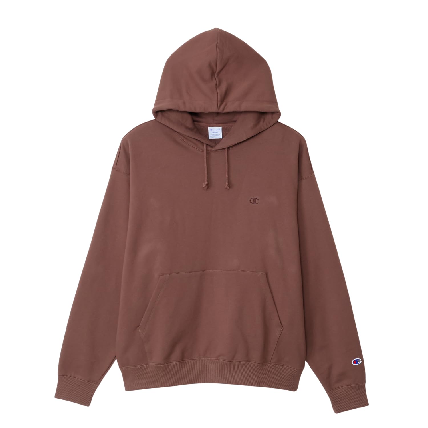 

Champion Свитшот мужской с капюшоном и длинным рукавом, с одним логотипом, свободного кроя со спущенным плечом, темно-коричневый, C8-A122Z