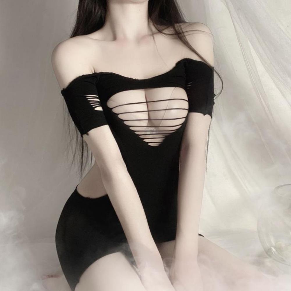 Sexy Underwear Does Not Need To Tear Stockings Hip Skirt Sexy Leak Hip Tight Onesie Hollow Short Skirt Mesh Suit