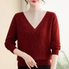 Mom's Velvet Thickened Knit Two-Piece Sweater for Autumn/Winter - Mid-Age Half-High Collar