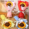 Mini Handmade Yarn Flower Bouquet Crochet Heart Bouquet Valentine's Day Mother's Day Romantic Gift Desktop Decoration