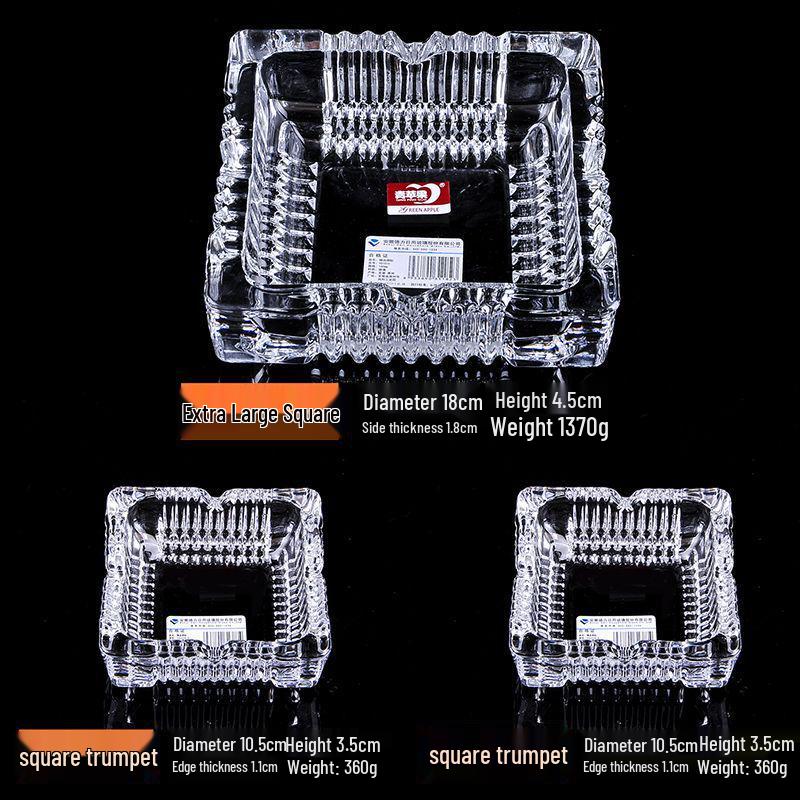 Premium Anti-Fly Ash Crystal Glass Ashtray for Stylish Living Rooms