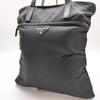 Tessuto Nylon Tote Handbag Shoulder Bag Leather Handle Nero Black Triangle Logo Plate Men Women Unisex