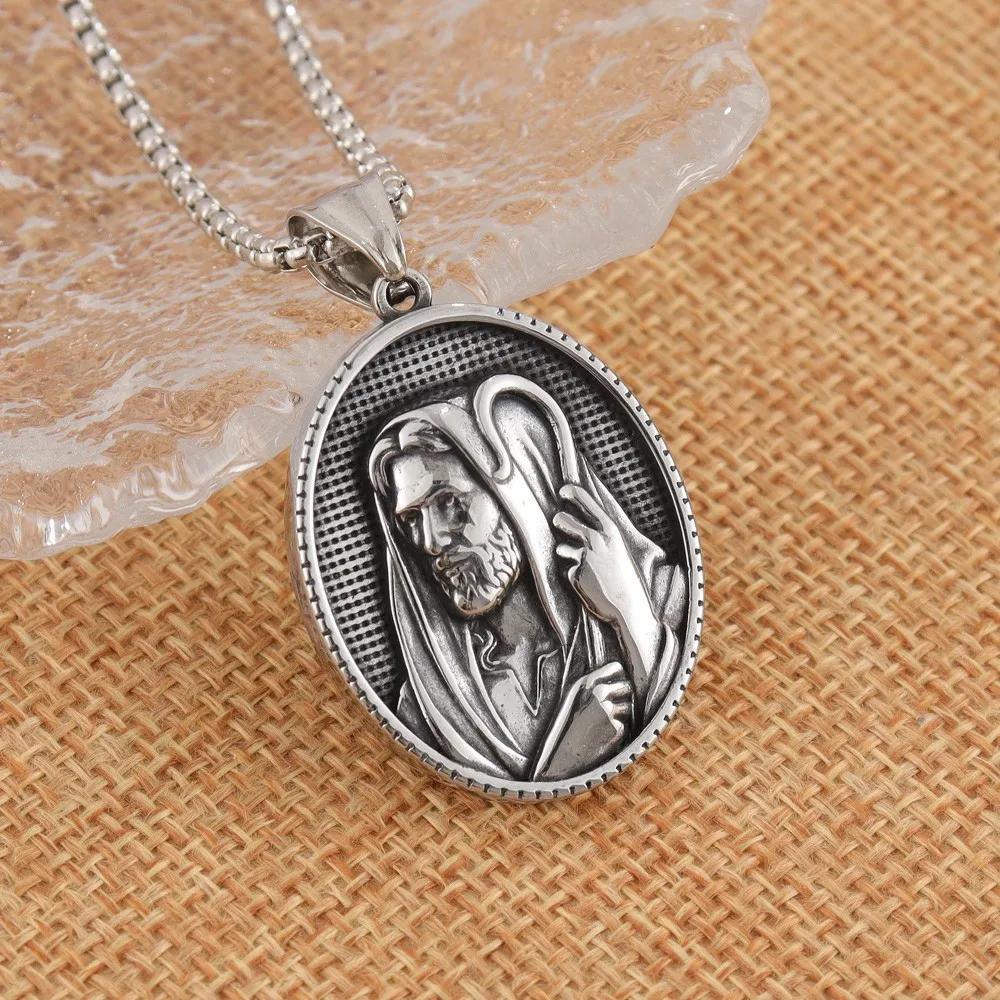 Vintage St. Christopher Medal Pendant Charm Men's Necklace Fashion Christmas Valentine's Day Gift Protector Jewelry Accessories