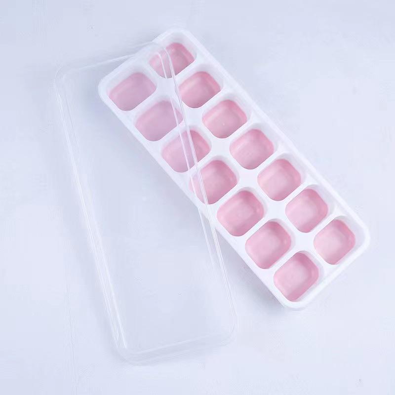 

Silicone Ice Cube Tray with Lid, 14 Grids - Quick-Freeze, Food-Grade Square Mold 19x7.5x2.5