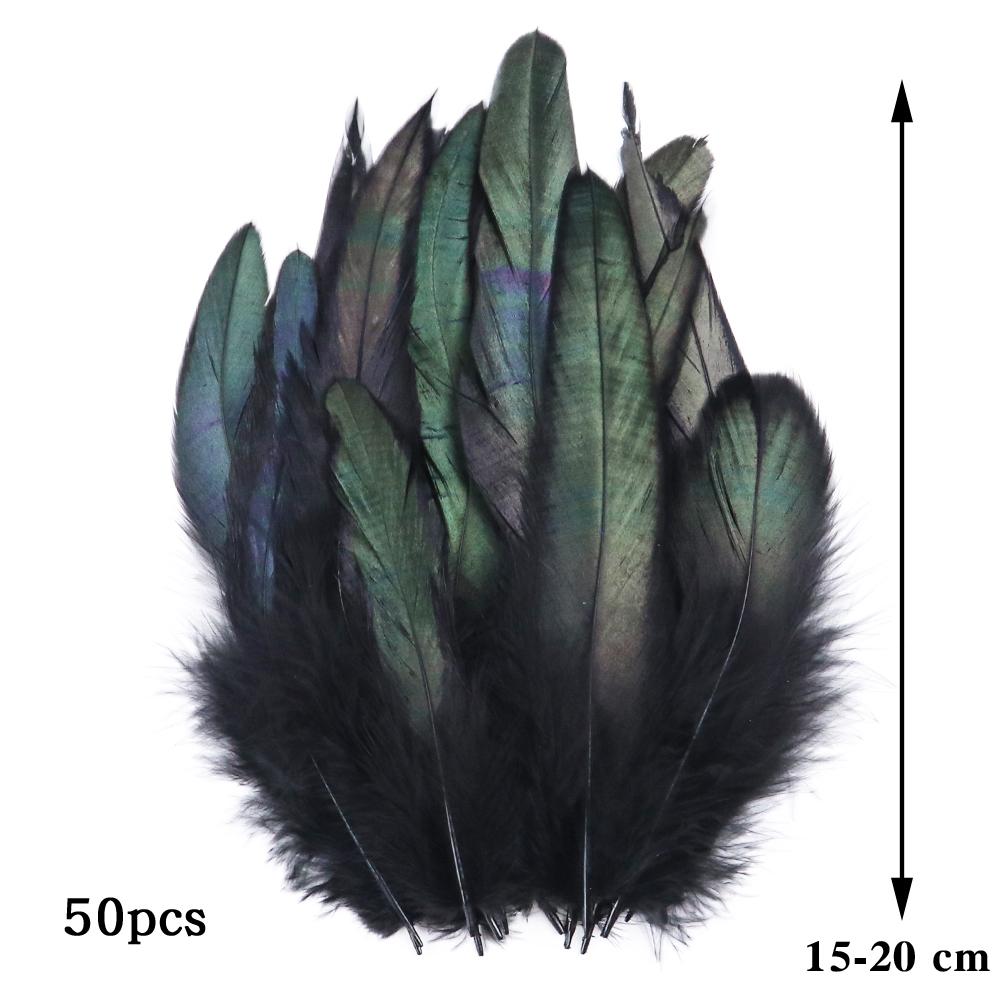 50pcs/pack Black Rooster Feathers Dyed Colorful Natural Pheasant Plumes 15-20cm/6-8 inch Costume Party Decor feathers for Craft