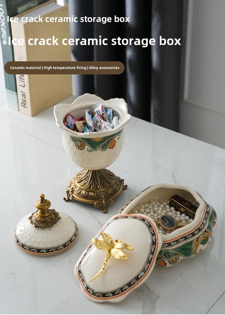 Ceramic Jewelry Box Storage Jar with Lid Vase Ceramic Ornaments Dressing Table Storage Accessory Box Home Furnishing Decoration