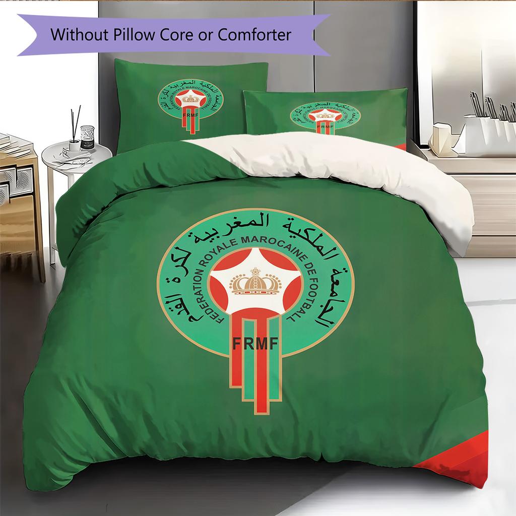 Marokański Wzór Piłkarski Pościel Kołdra Zestaw Dekoracja Domu Prezent (1 * poszwa na kołdrę + 2 * poszewki na poduszki bez rdzenia)