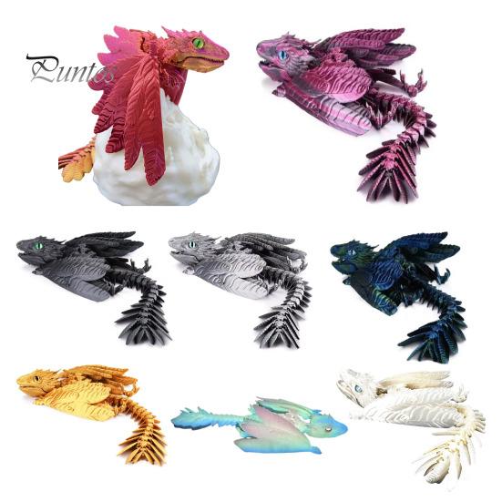3D Printed Feather Dragon Figurine Movable Joints Flying Dragon Figure Articulated Winged Dragon Model Toy Home Office Desktop Decoration Ornament