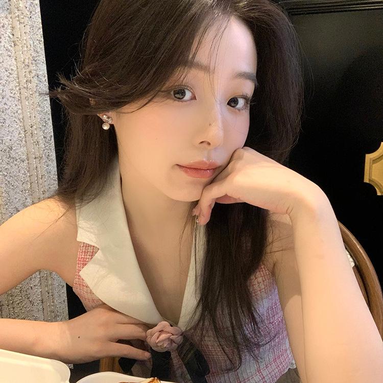 S925 Argint Needle Light Nișă de lux Cercei cu fundă cu zirconiu pentru femei Cercei cu perle premium Cercei