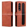 Applicable To Samsung Z Fold3 Mobile Phone Case Leather Case Folding Screen Lamb Pattern Flip Pen Slot Card Protective Case