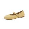 New Versatile Square Head Pleated Word with Soft Bottom Flat Bottom Shallow Mouth Ballet Mary Jane Women's Single Shoes
