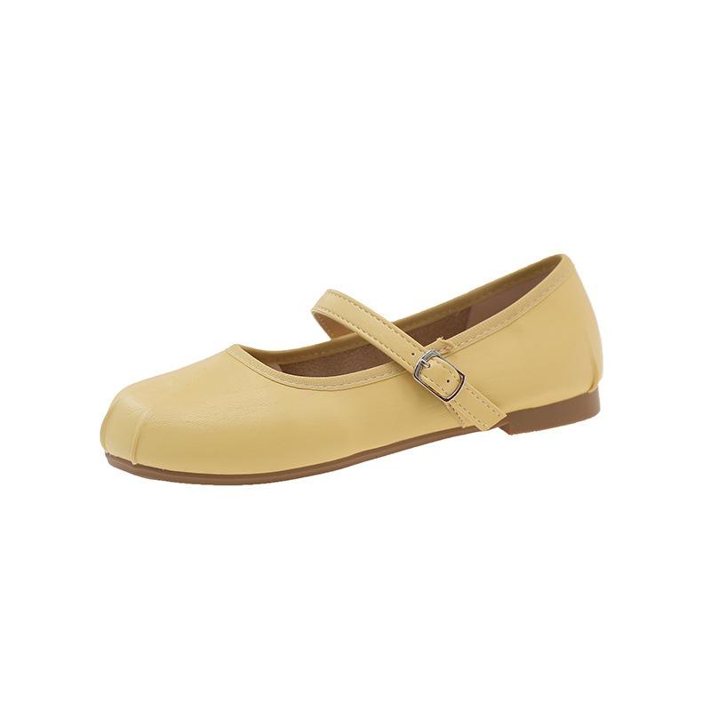 New versatile square head pleated word with soft bottom flat bottom shallow mouth ballet Mary Jane women's single shoes