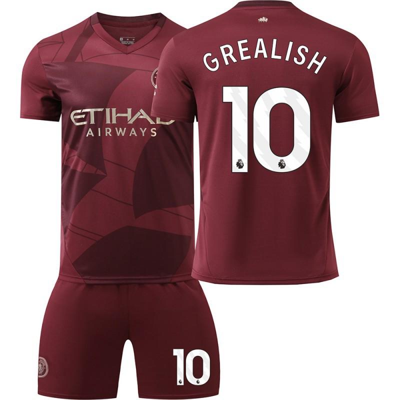 2425 Manchester City Jersey No. 9 Harland 17 De Braunet 10 Gralish Second Away Football Set